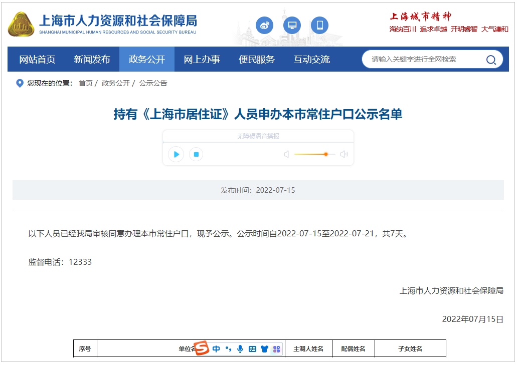 2022年7月第1批1400户上海居转户名单已公示（7月15日-7月21日）