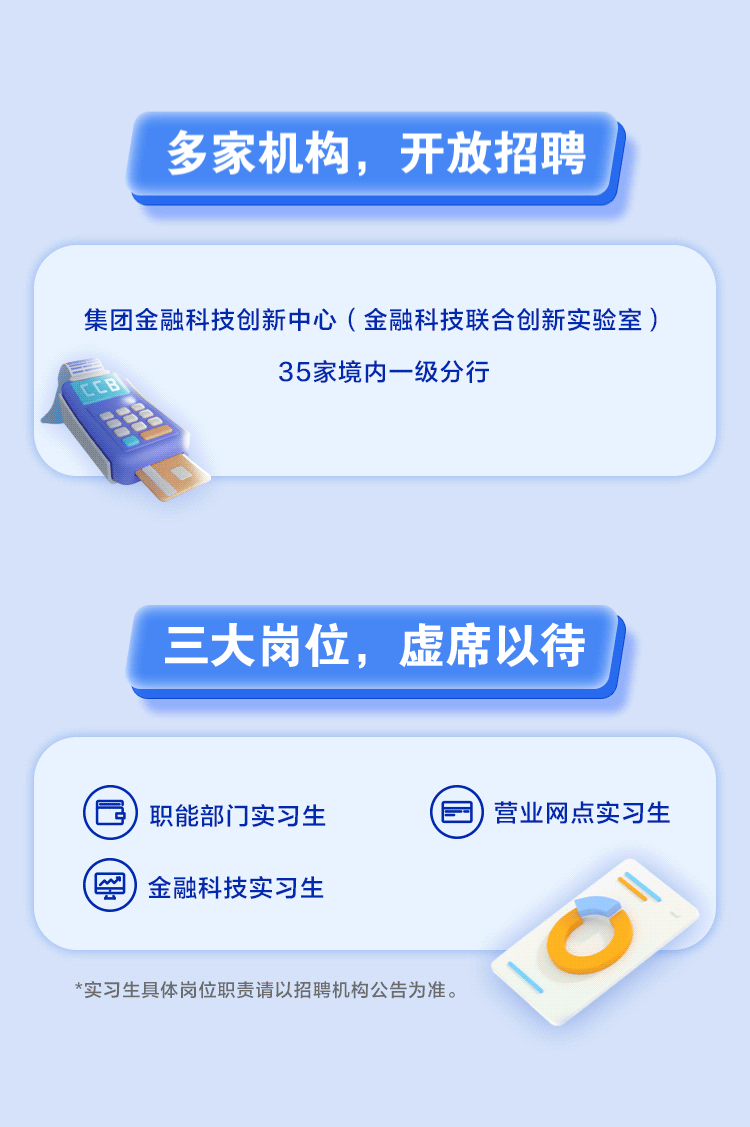 本科及以上学历在读均可投递简历!中国建设银行2022年度暑期实习生(6月至8月)招聘!
